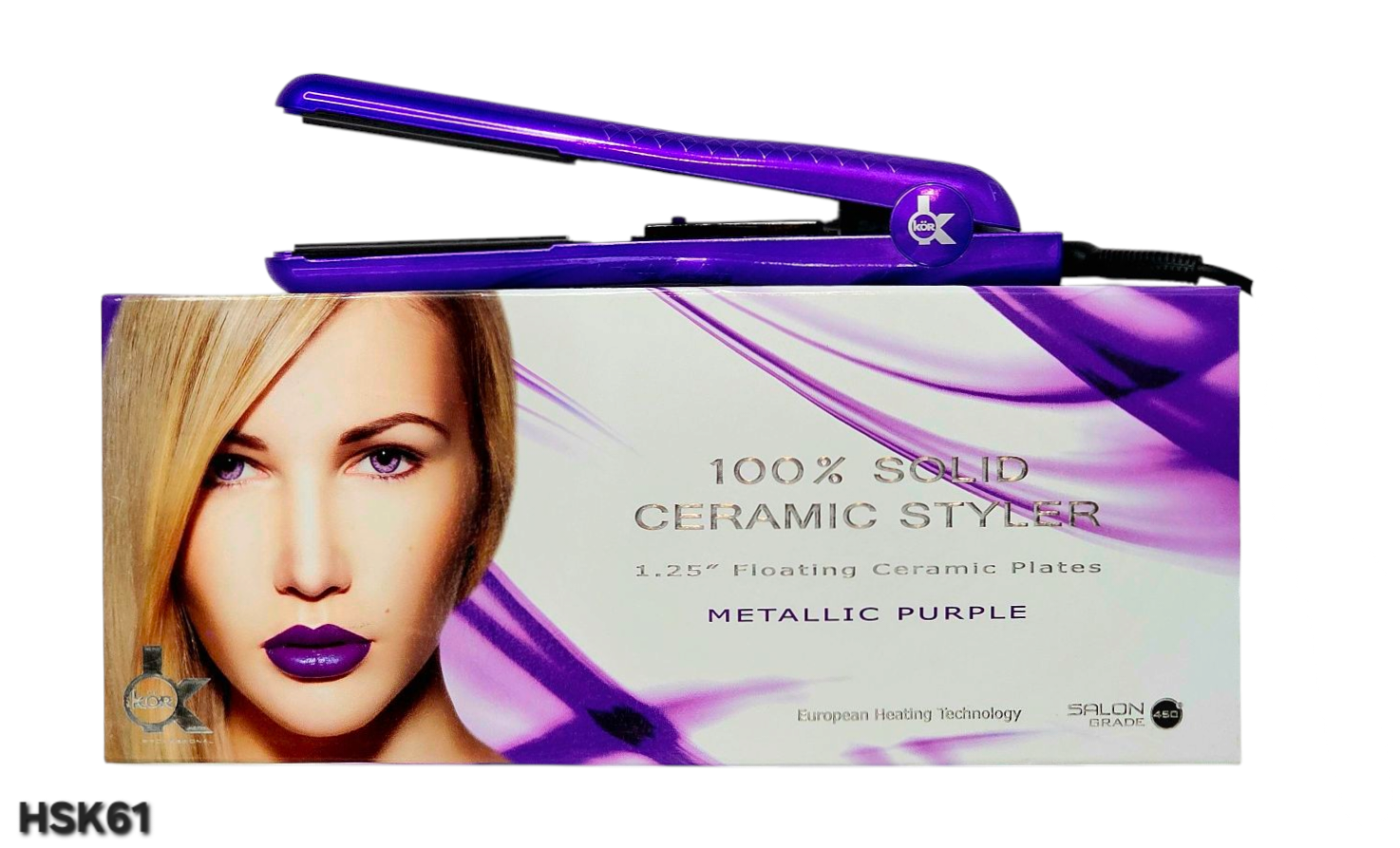 1.25" Kor Hair Metallic Purple Hair Iron Straightener 100% Ceramic