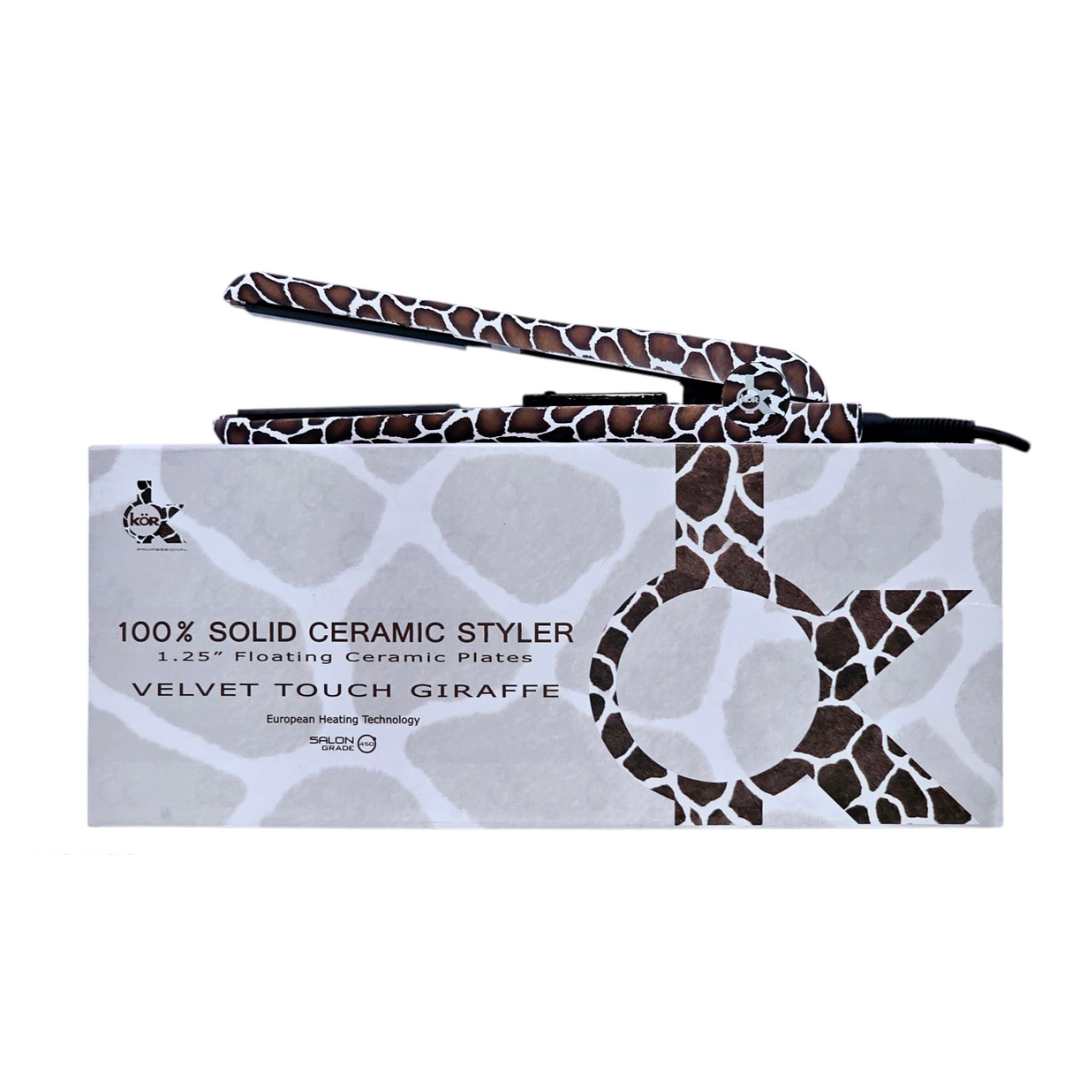 KOR 1.25 Giraffe Ceramic Hair Iron Straightener 100% Ceramic 3 Years Warranty