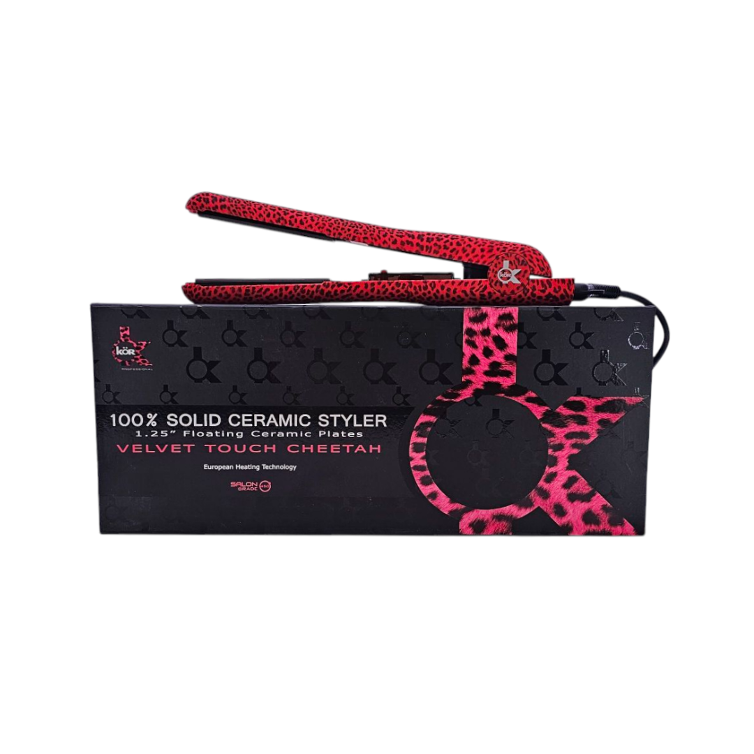 KOR 1.25 Cheetah Ceramic Hair Iron Straightener 100% Ceramic 3 Years Warranty