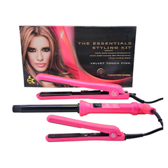 PINK ESSENTIAL STYLING KIT HAIR STRAIGHTENER CURLER IRON BEST IRON FOR THE MONEY