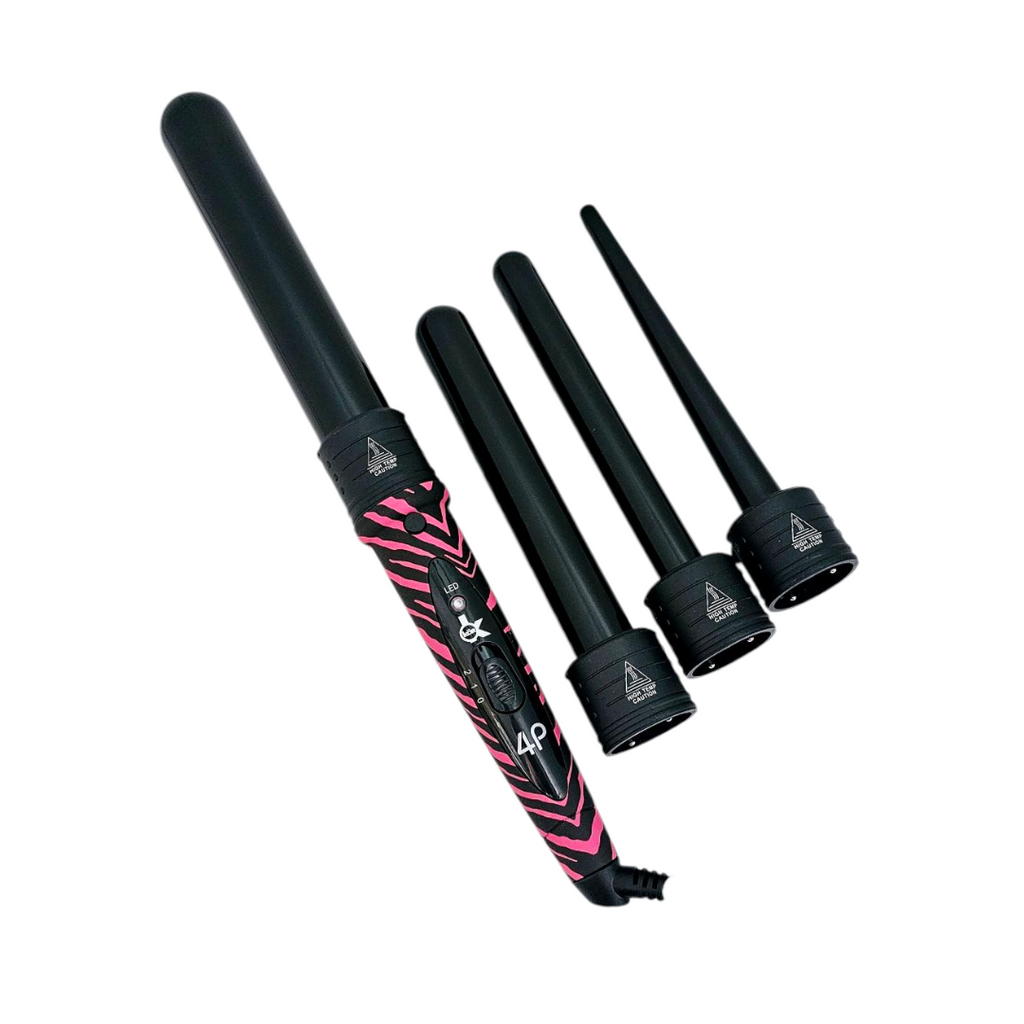 ストレートハンドル&パワーハンドル セット　ブラック/オーロラ PROFESSIONAL 4-IN-ONE CURLING SET PINK ZEBRA WITH PURE TOURMALINE