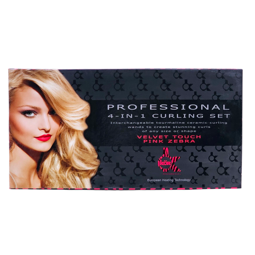 PROFESSIONAL 4-IN-ONE CURLING SET PINK ZEBRA WITH PURE TOURMALINE PROFESSIONAL 4-IN-ONE CURLING SET PINK ZEBRA WITH PURE TOURMALINE