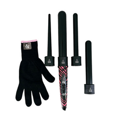 PROFESSIONAL 4-IN-ONE CURLING SET PINK ZEBRA WITH PURE TOURMALINE